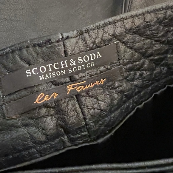 Scotch & Soda Black Buffalo Leather Midi Skirt Large - Picture 3 of 8